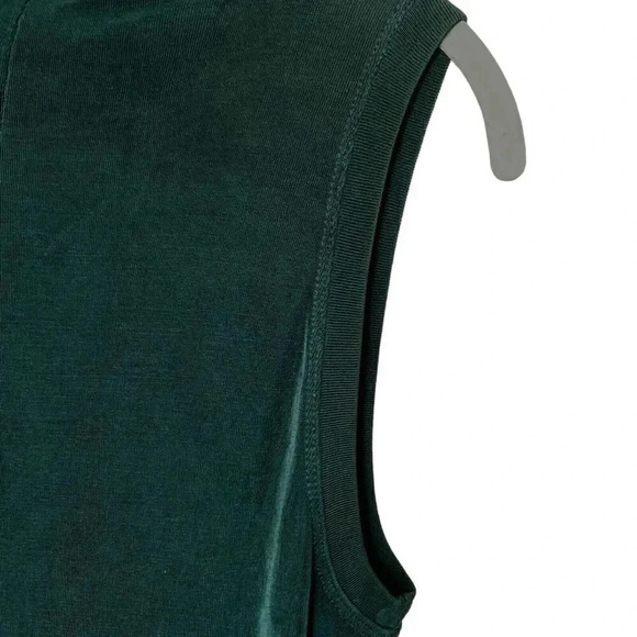 Vintage 90s Stretch Vest Sleeveless Cardigan Womens Size Small Dark Green Button - Picture 3 of 6